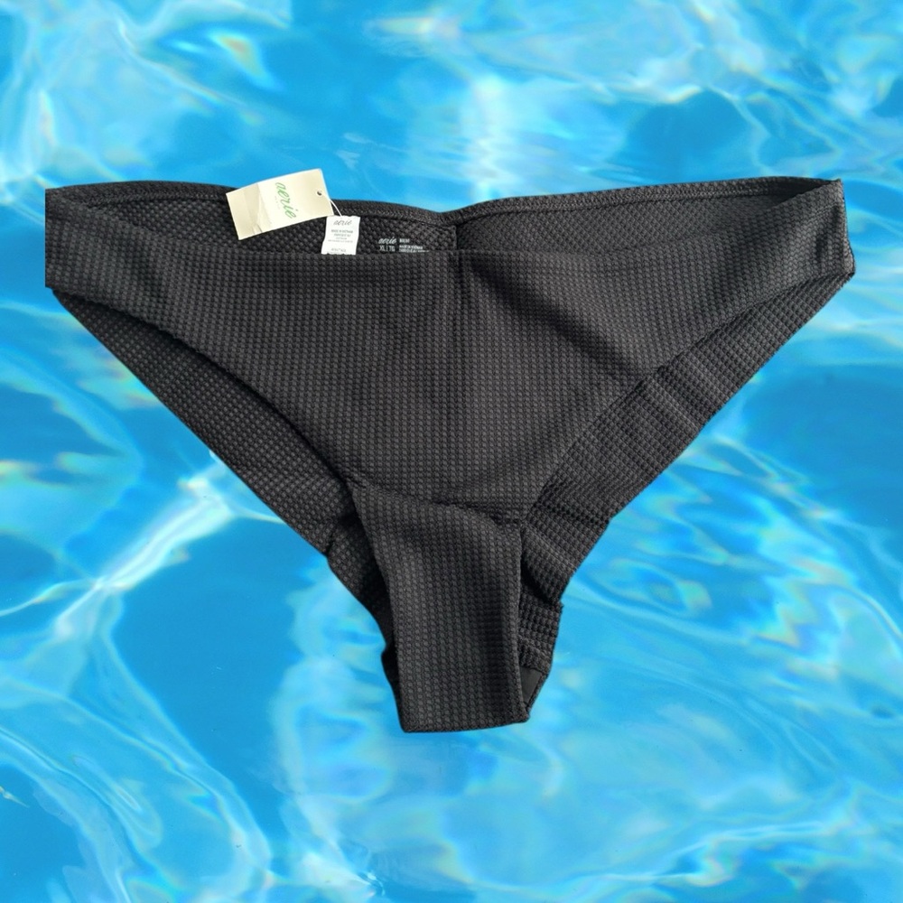 Aerie Black Textured Swim Bottom